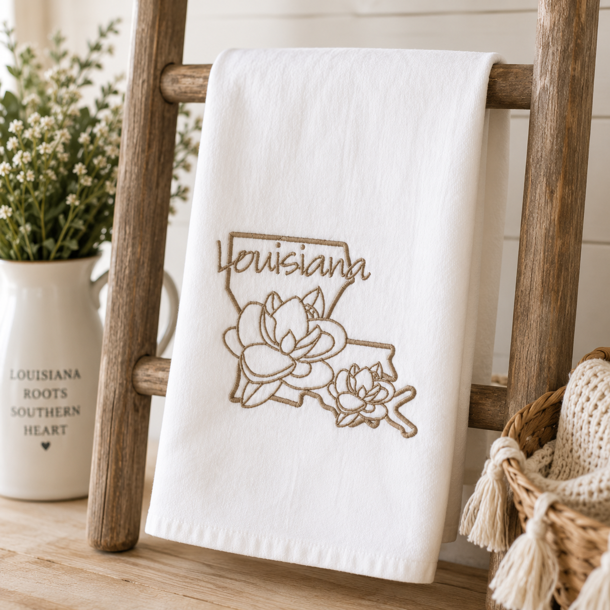 Embroidered Louisiana Magnolia
Kitchen Towel