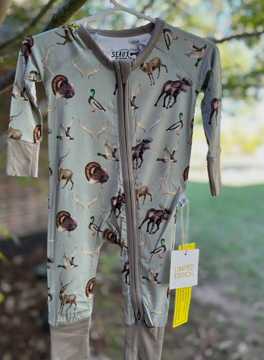 Bamboo “Hunting” Zippie Onesie