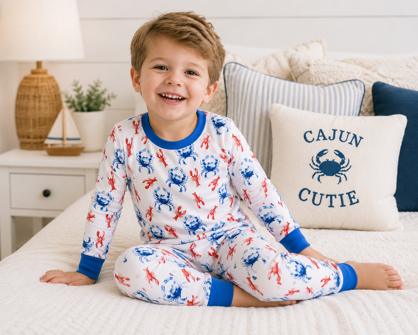 Crawfish and Crab Bamboo Two-Piece
Long Set