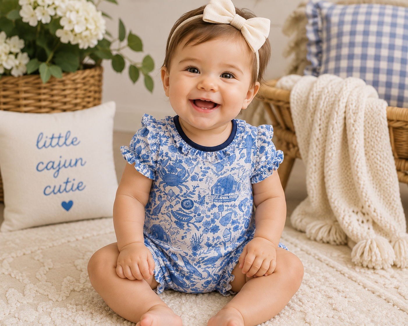 Blue Bayou Ruffle Bubble Romper