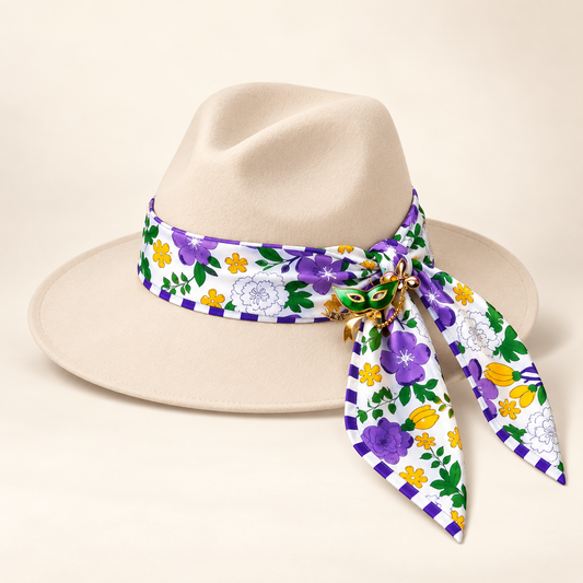 Floral Block Print Cotton Twilly Scarf