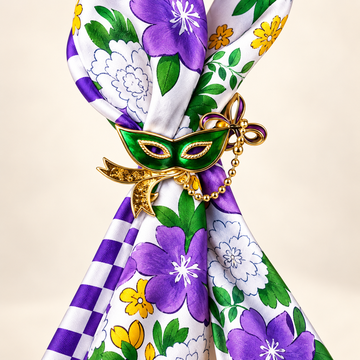 Floral Block Print Cotton Twilly Scarf