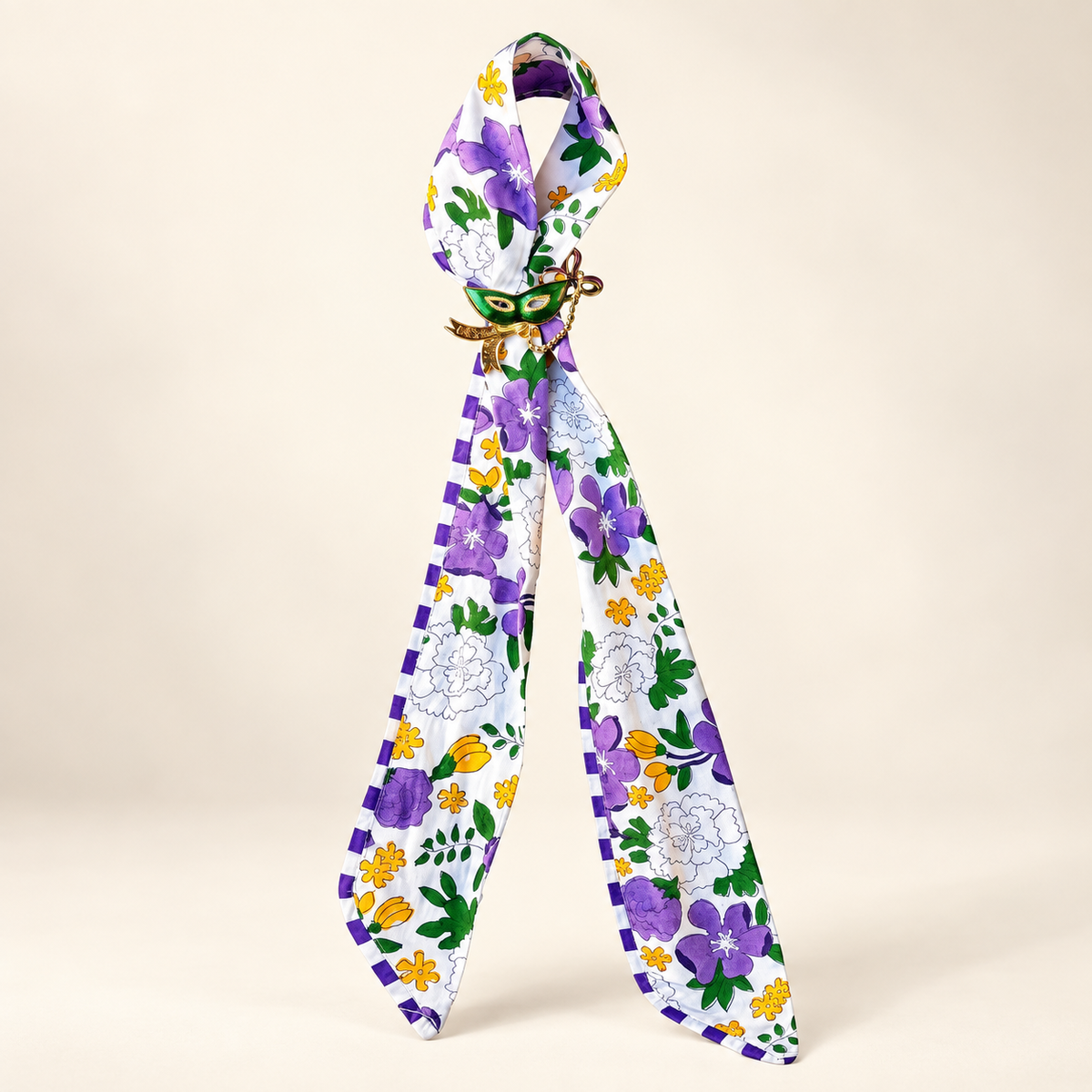 Floral Block Print Cotton Twilly Scarf