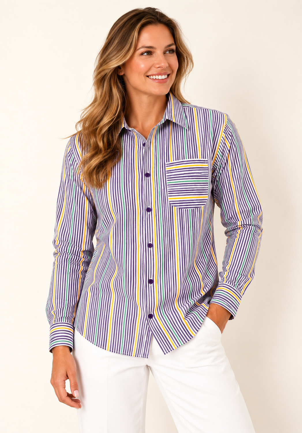Adult Unisex Pinstripe Button Up Shirt