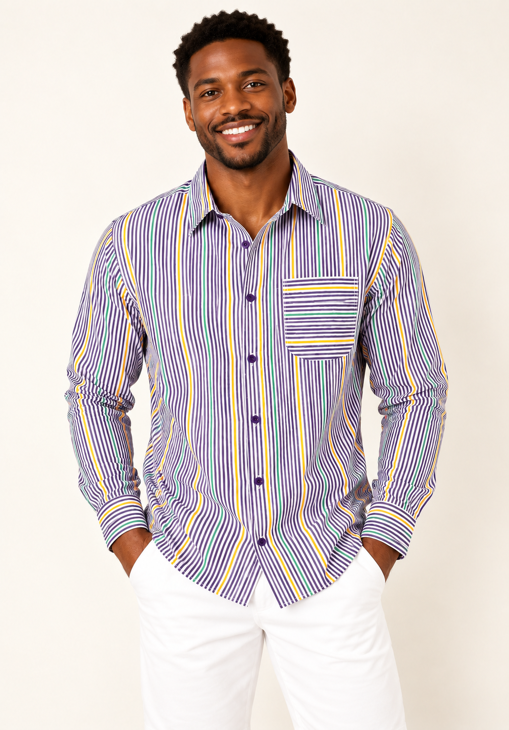 Adult Unisex Pinstripe Button Up Shirt