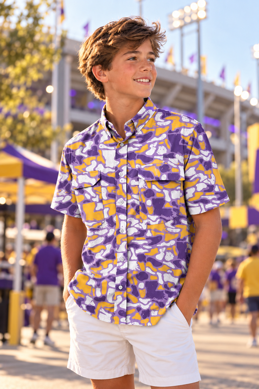 YOUTH Louisiana Camo Fishing Shirt