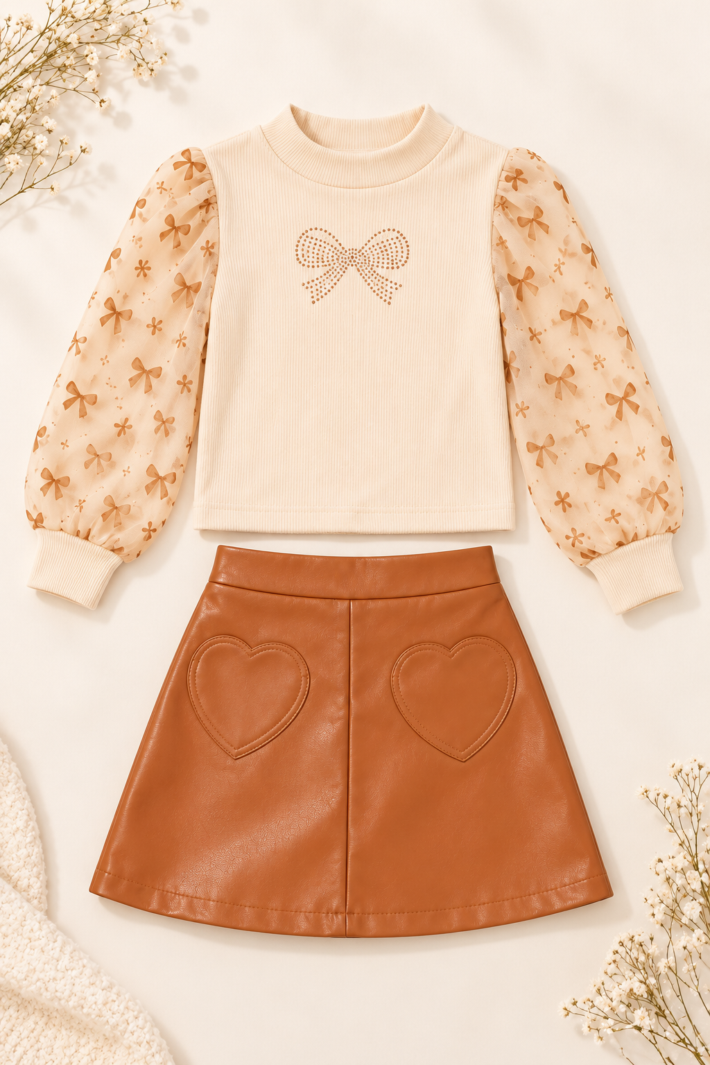 Girl's 2pc Pleather Skirt Set