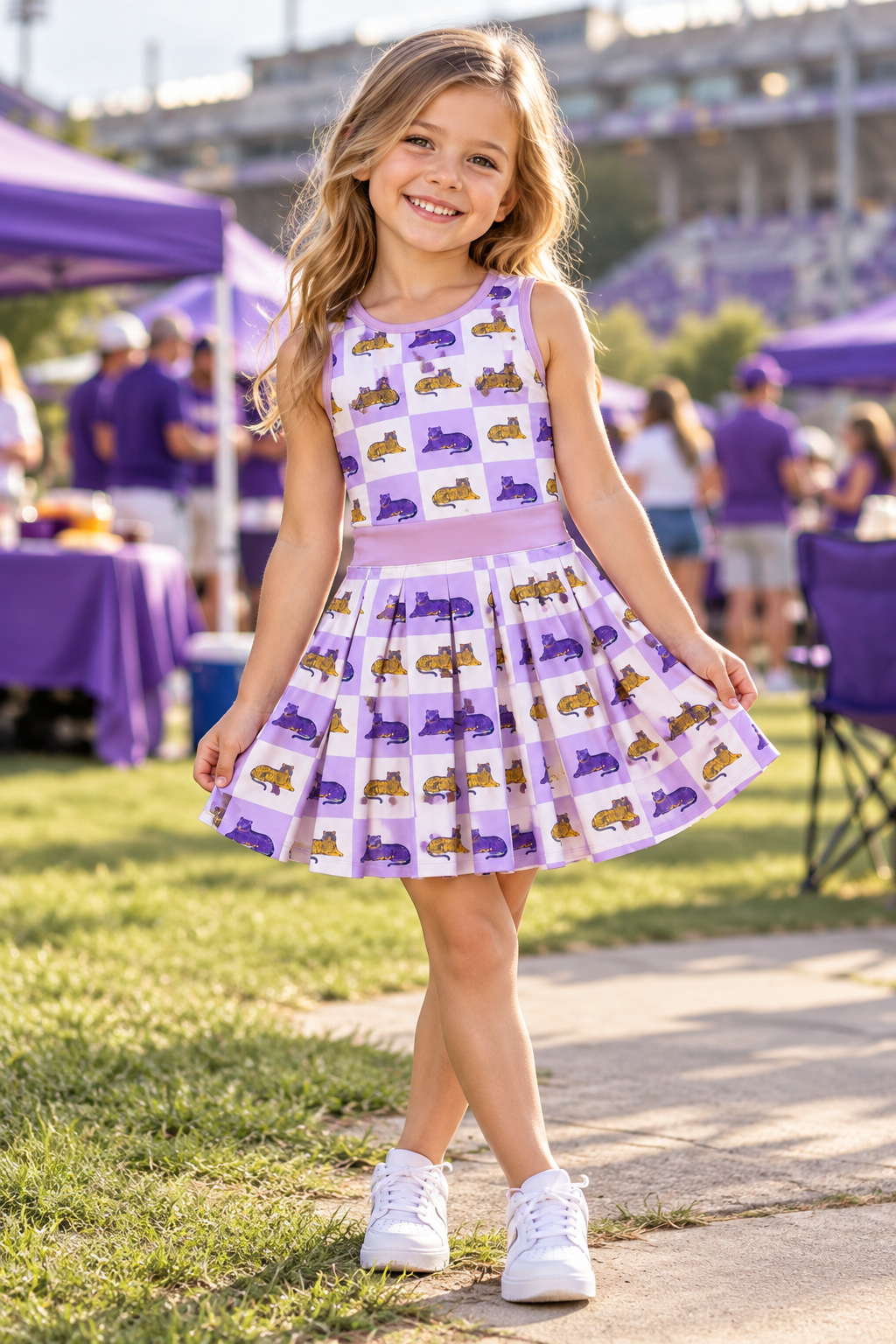 💜💛Girls Purple and Gold Tiger Game Day Dress💛💜