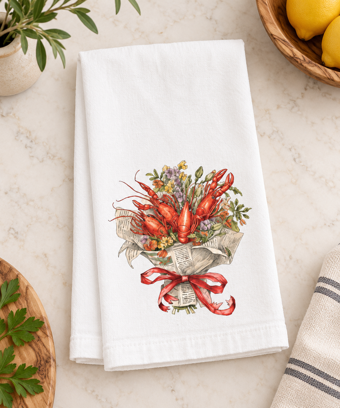 Crawfish Bouquet Kitchen Towel