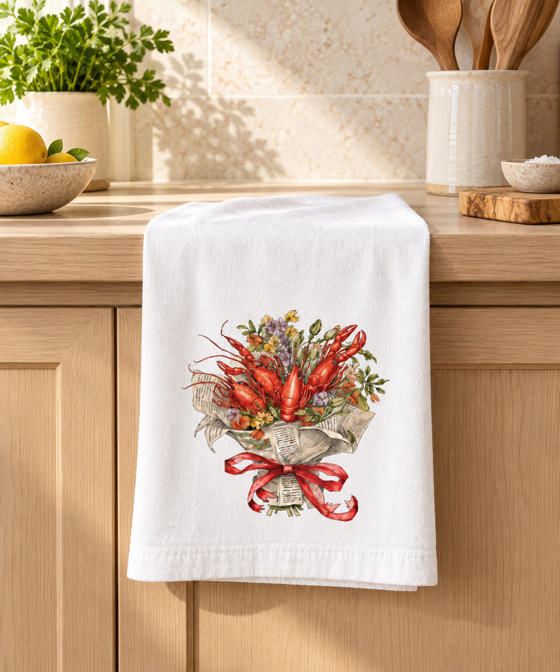 Crawfish Bouquet Kitchen Towel