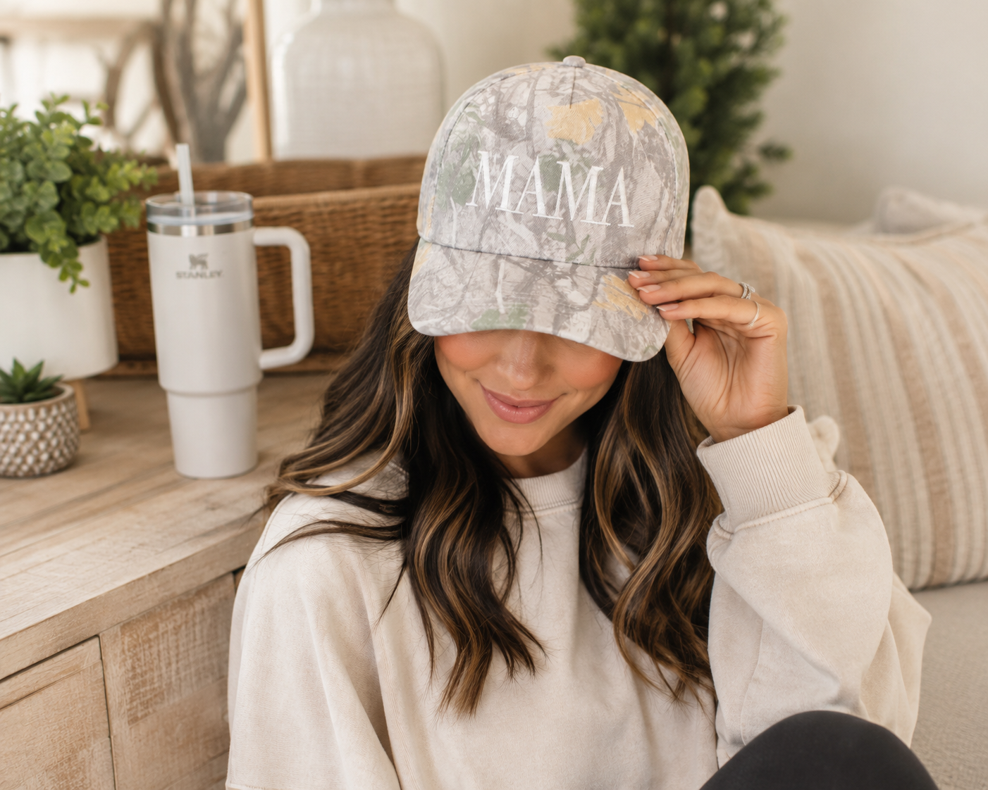 MAMA Letter Embroidery Camo Trucker Hat