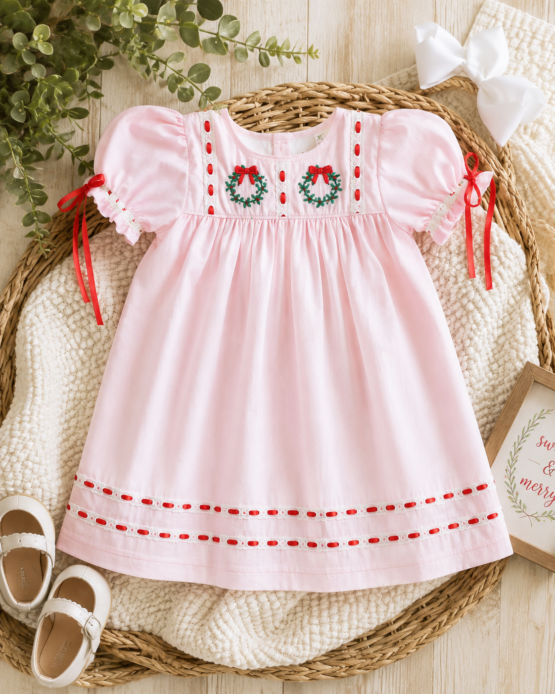 Wreath with Bows Heirloom Dress