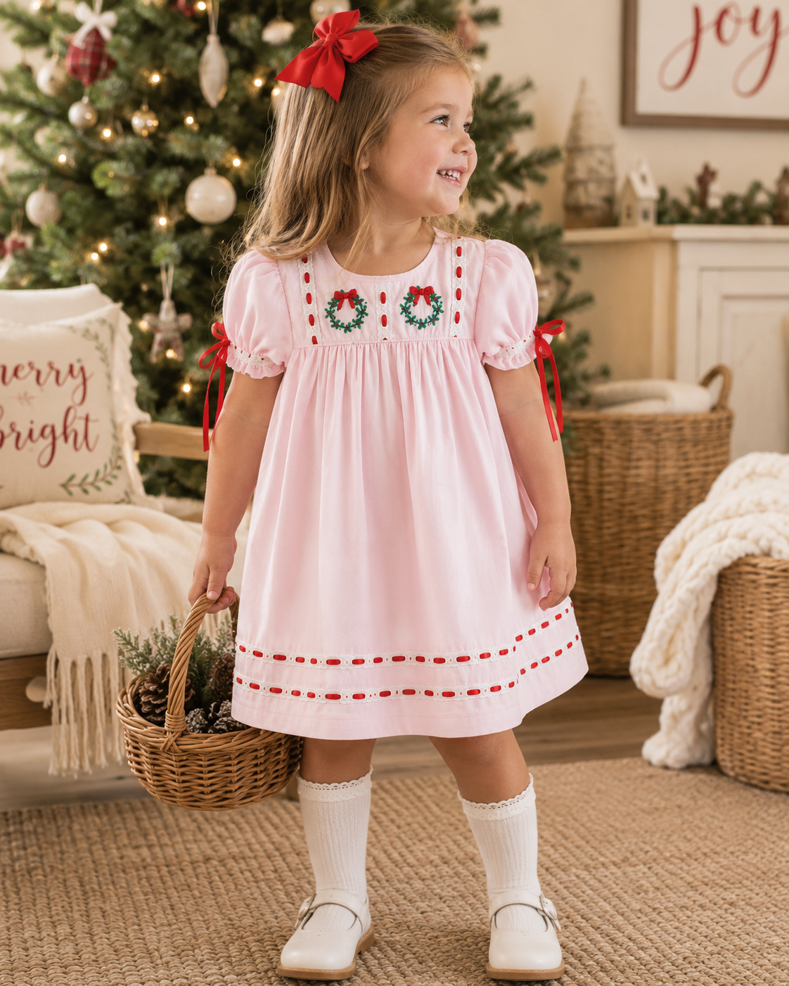 Wreath with Bows Heirloom Dress