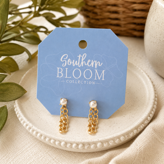 Presley Pearl Chain Studs
