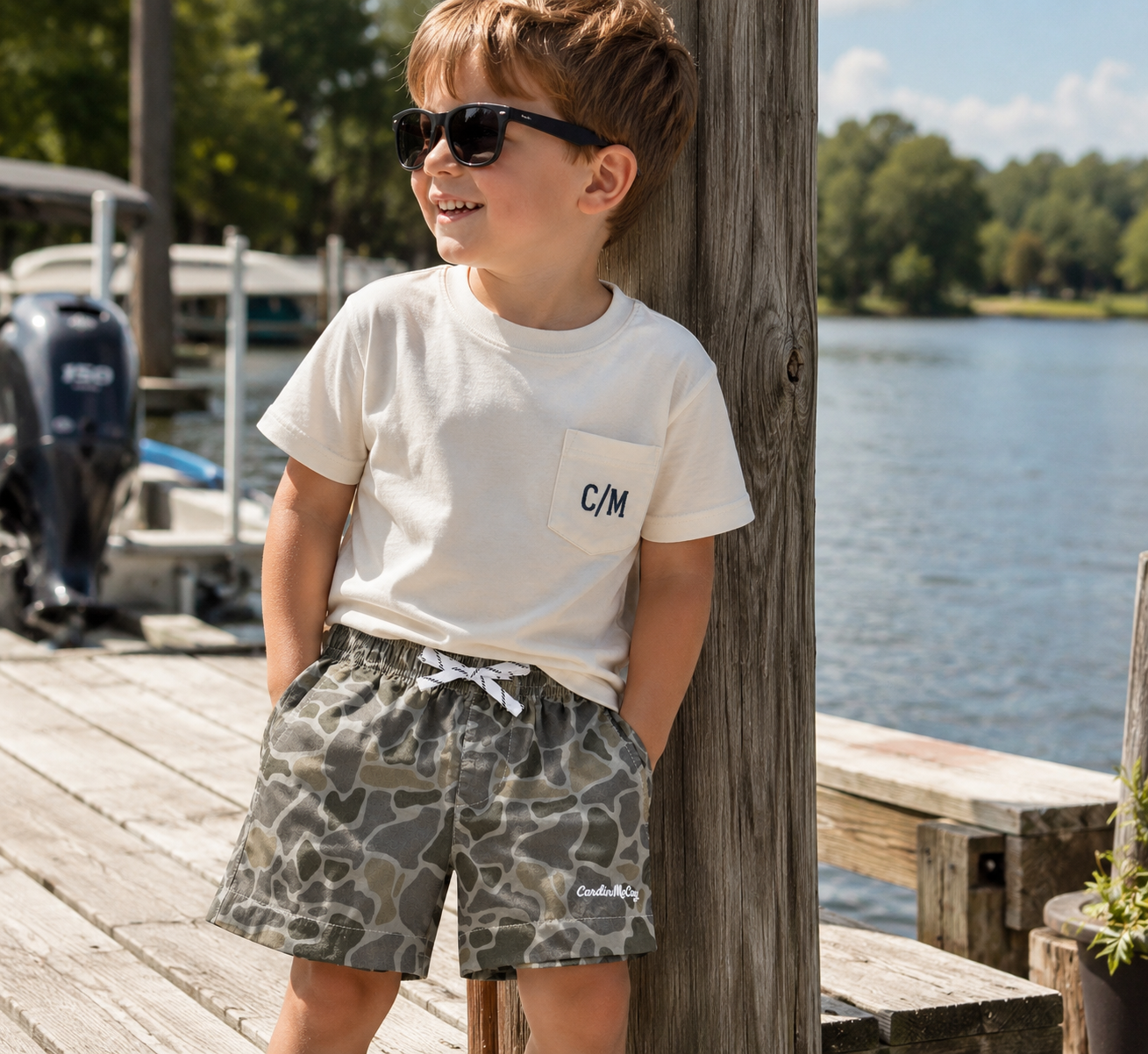 Boys Gray Camo Performance Shorts