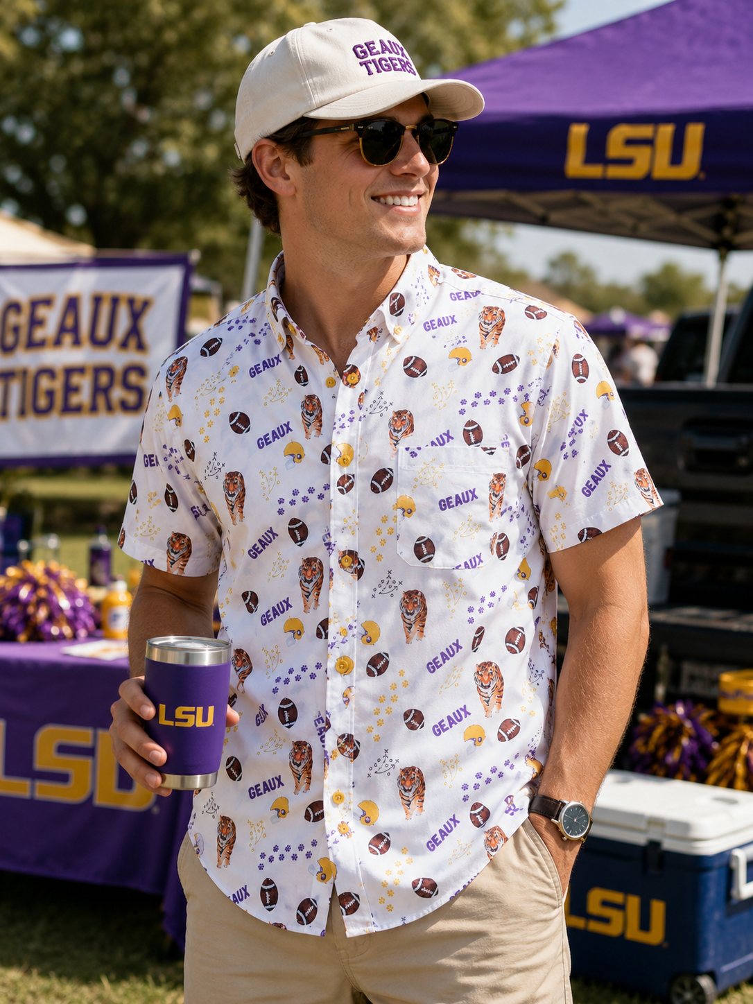 Tiger Game Day Men's Button Down