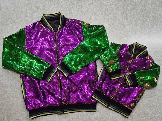 Mardi Gras Sequins Bomber Jacket