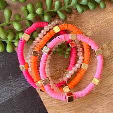 Neon Pink/Orange/Gold- Bracelet Set