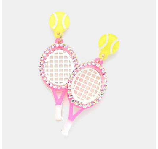 Glitzy “Tennis” Dangle- Earrings