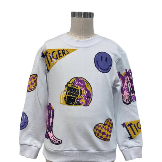 Purple & Gold Sequin Gameday Pullover