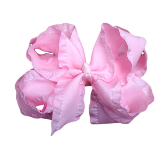 Light Pink Double Ruffle Hair Bow