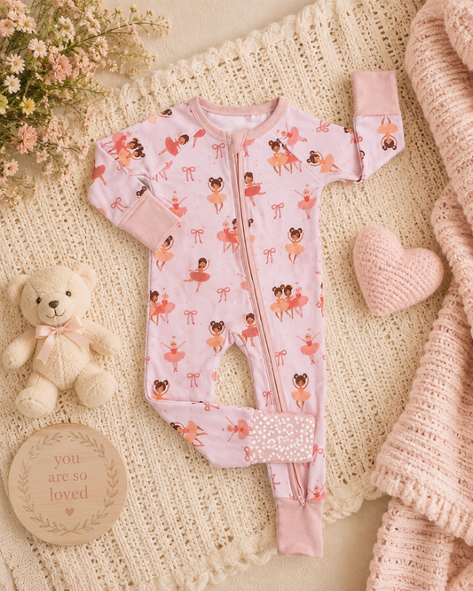 Bows and Ballet Bamboo Zip-Up
