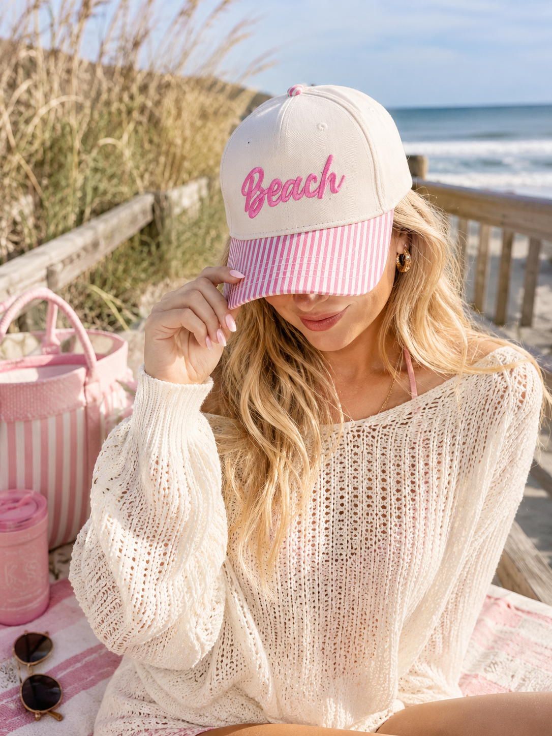 Beach Cursive Two-Toned Trucker Hat