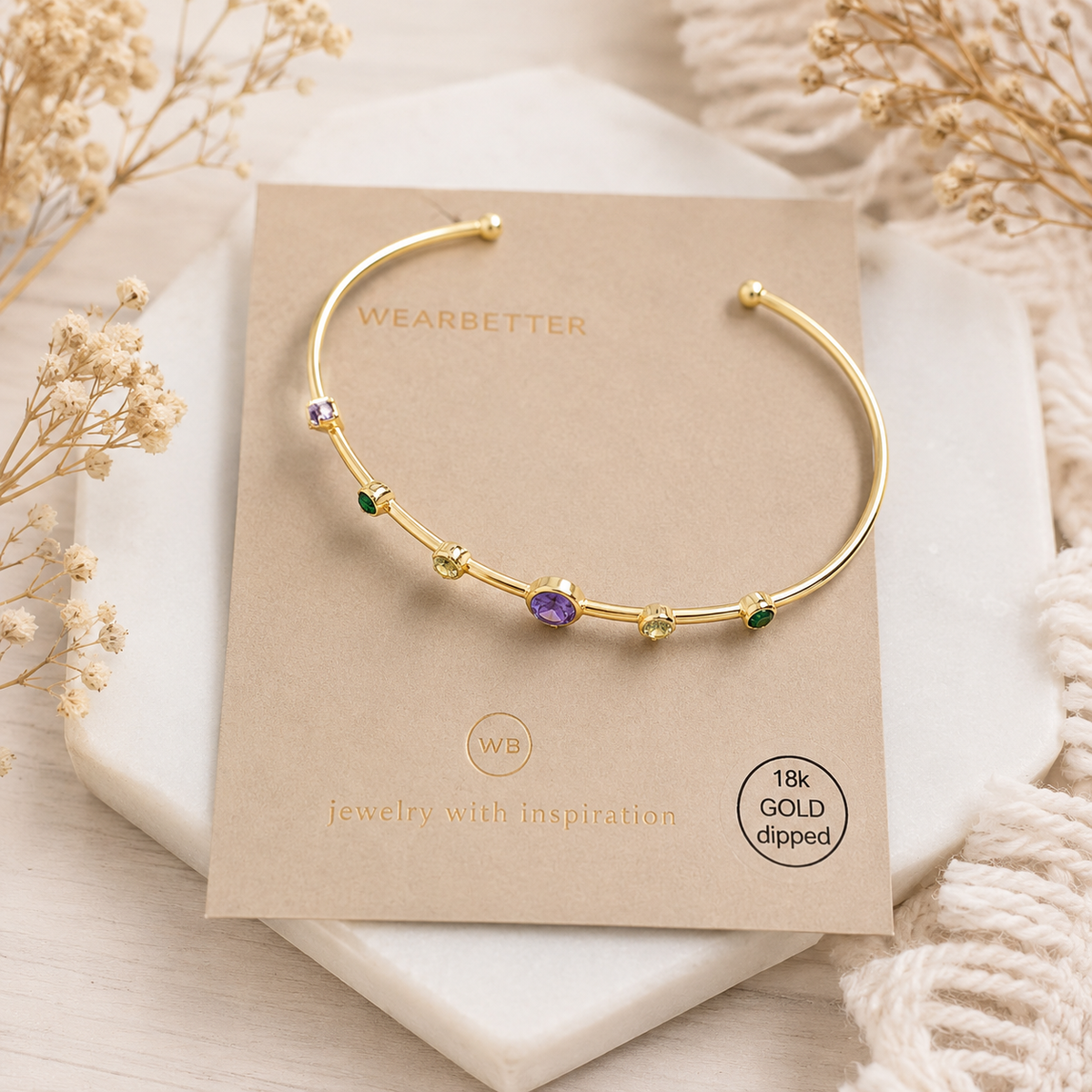 Mardi Gras Gem Cuff Bracelet