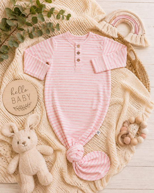 Knotted Gown Pink Stripe