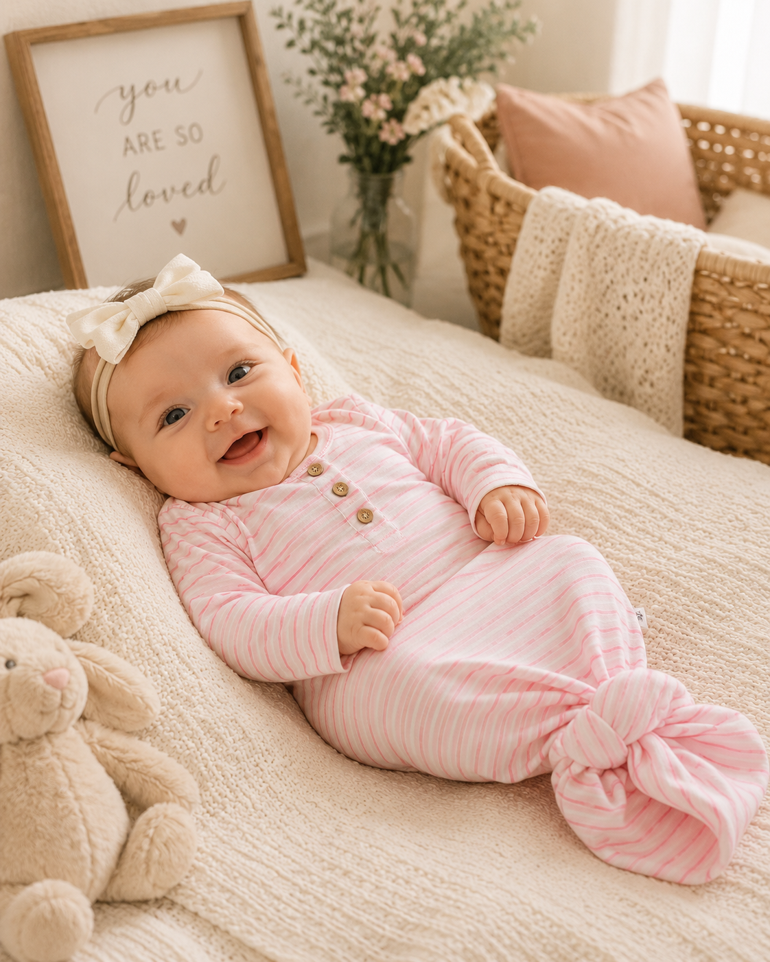 Knotted Gown Pink Stripe