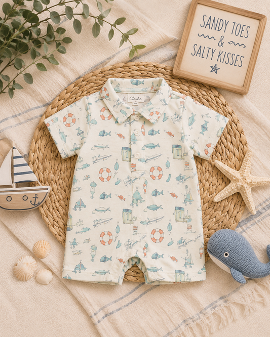 Polo Romper - Cast A Line