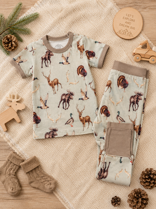 Hunting Clothes Bamboo Pajamas Kids Pj Set