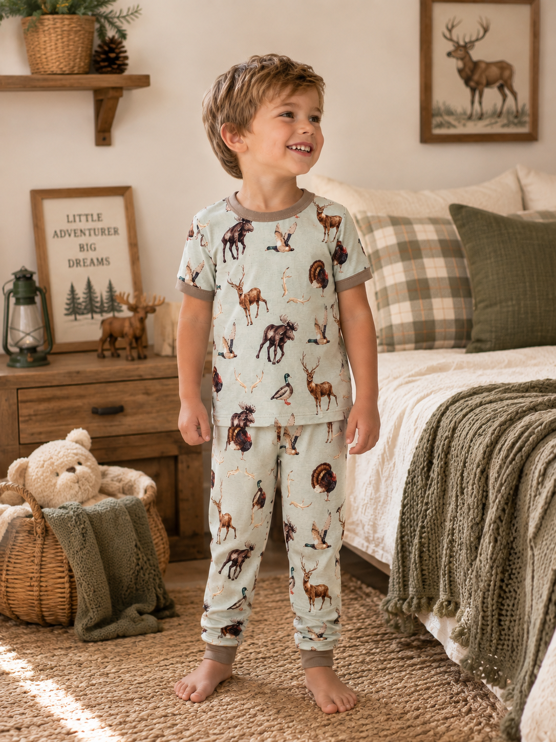 Hunting Clothes Bamboo Pajamas Kids Pj Set