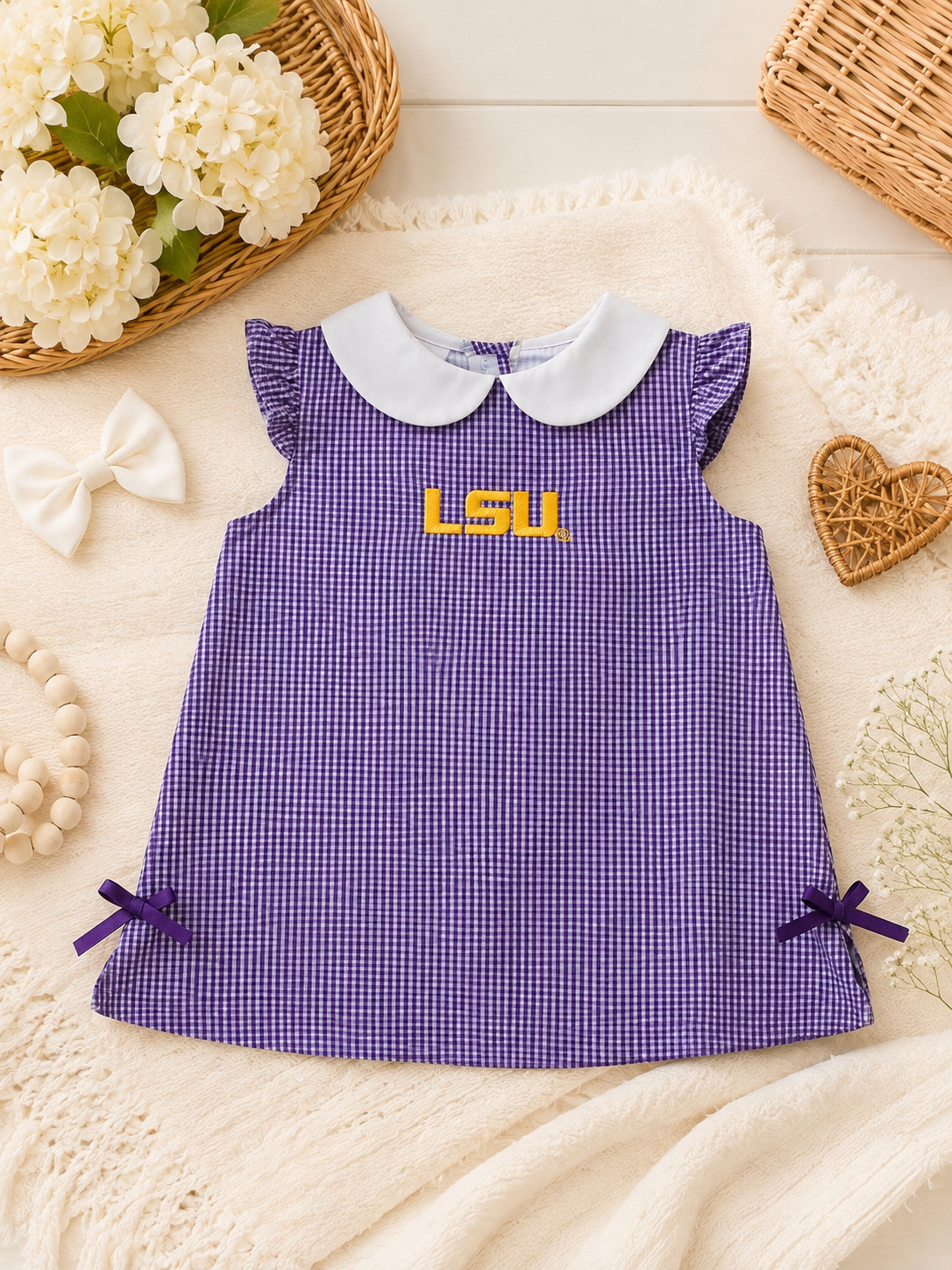 Lsu Tigers Embroidered Purple Gingham
A Line