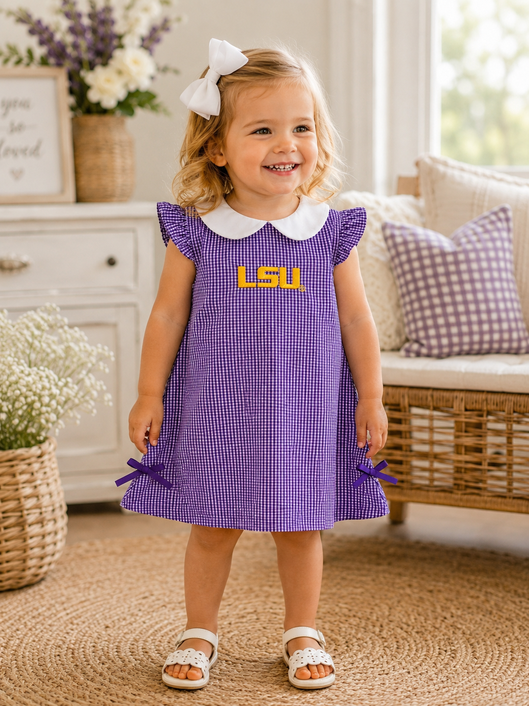 Lsu Tigers Embroidered Purple Gingham
A Line