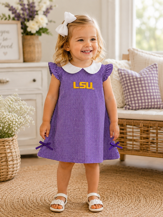 Lsu Tigers Embroidered Purple Gingham
A Line
