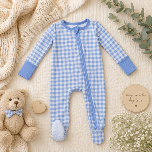 Toddler Boys Zippy - Blue Gingham