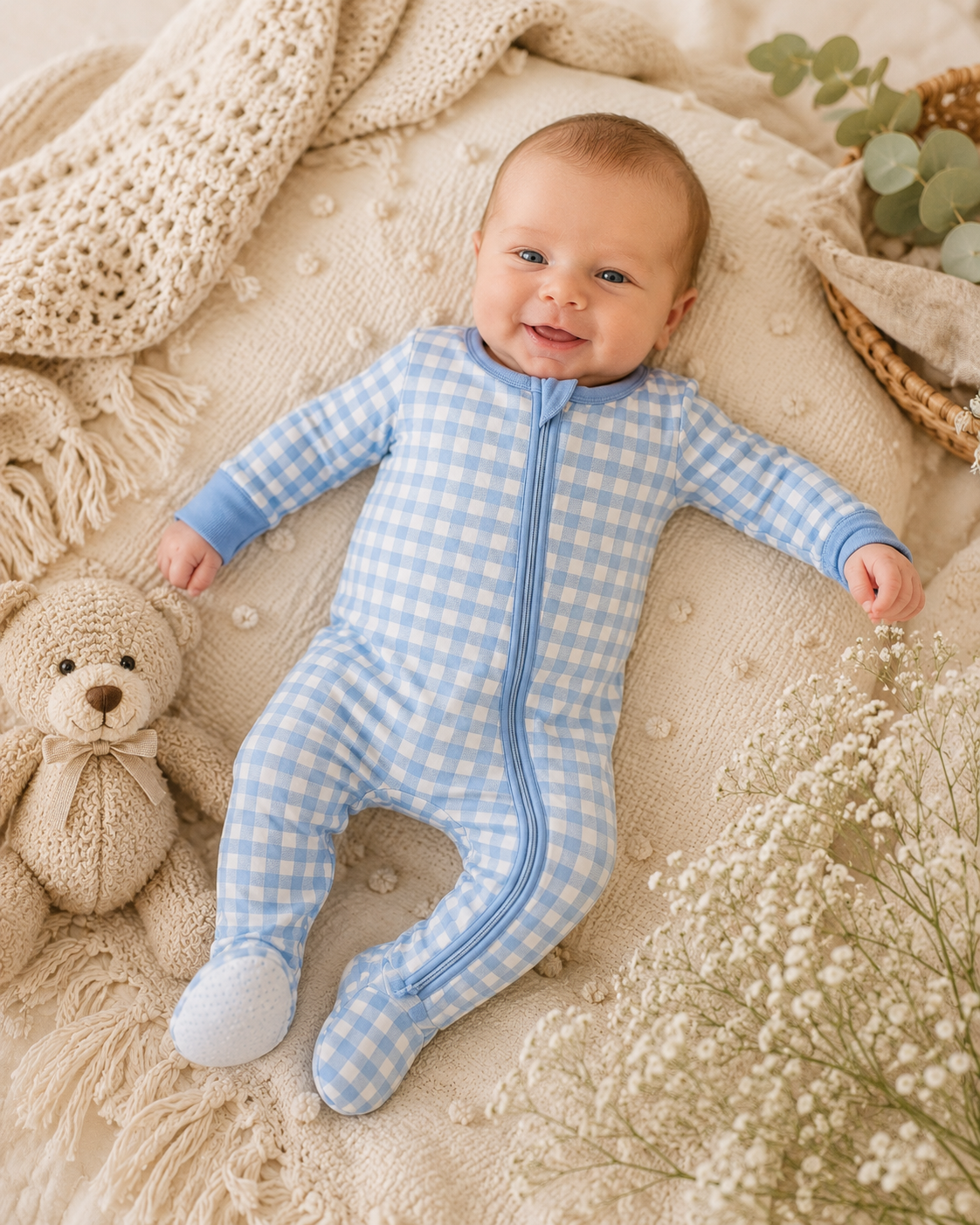 Toddler Boys Zippy - Blue Gingham
