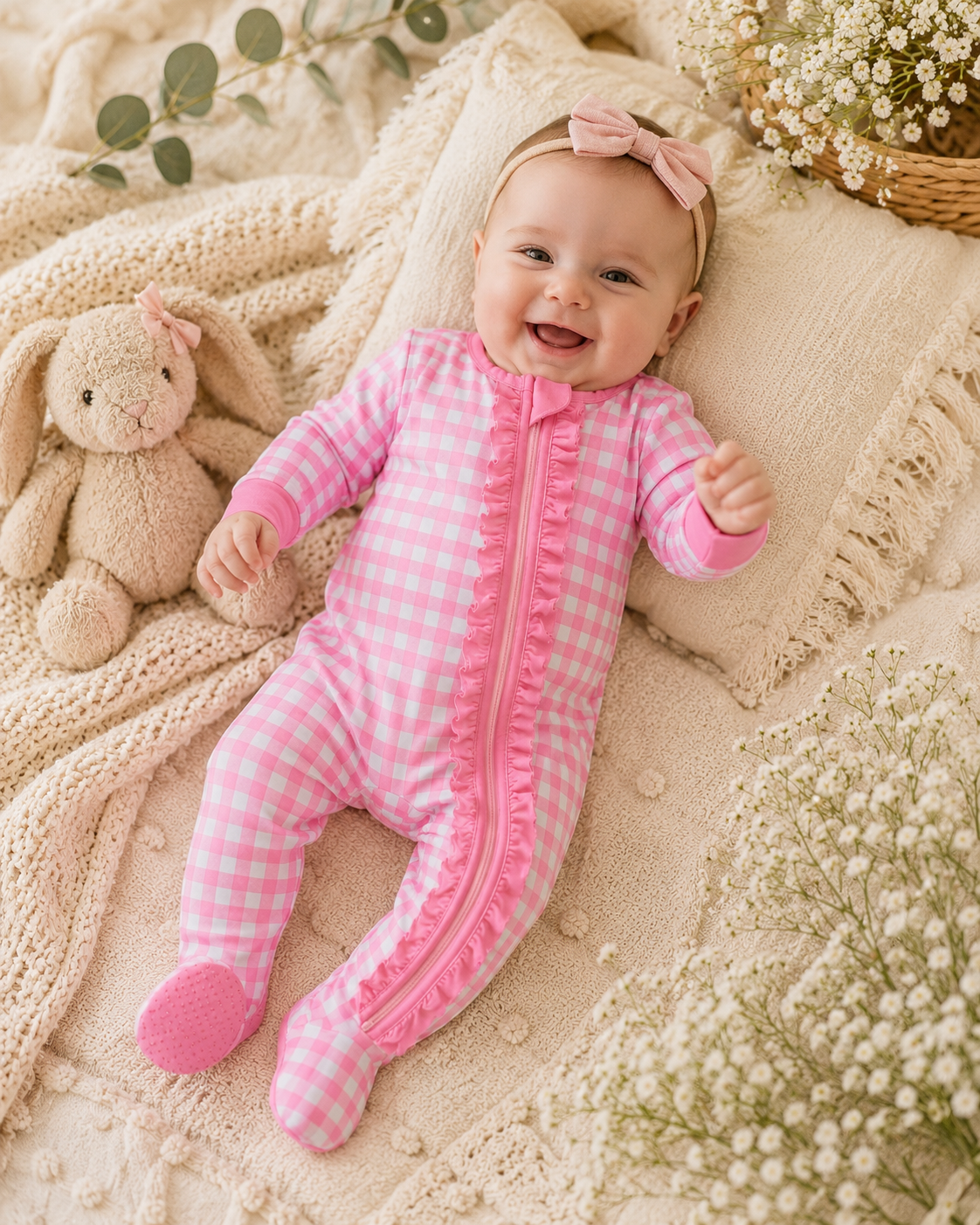 Infant & Newborn Girls Zippy - Pink Gingham
