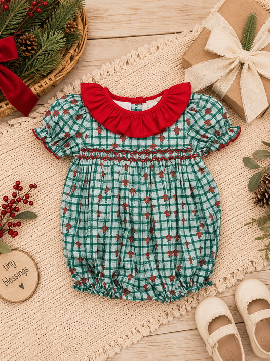 Christmas Ribbons Smocked Bubble