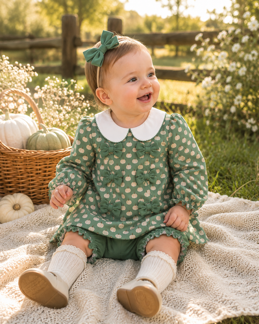 Sage Green Pumpkin Knit Bloomer Set
