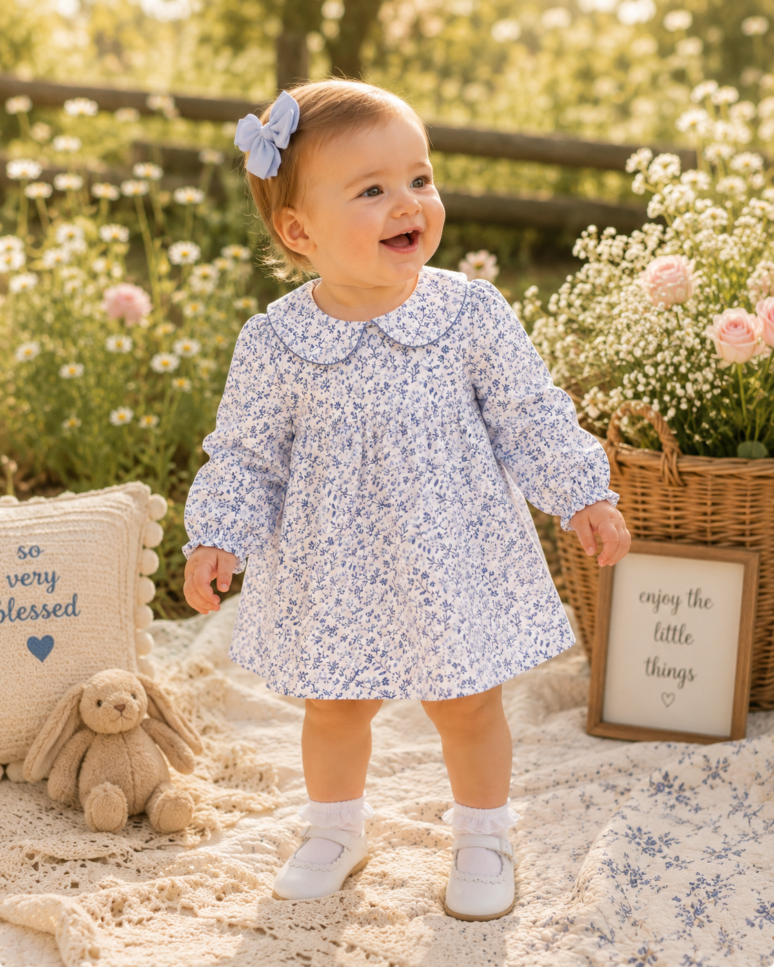 Navy Floral Peter Pan Dress