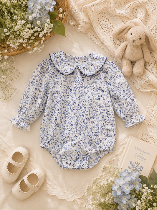 Navy Floral Scalloped Bubble