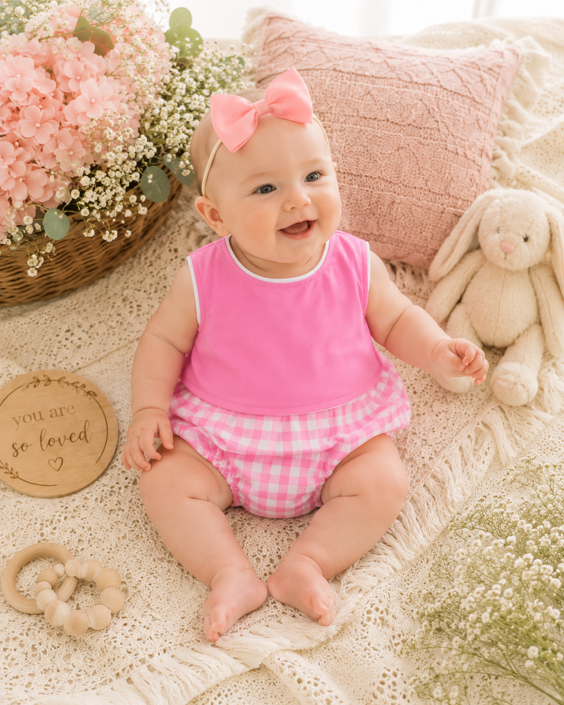 Toddler Girls Swing Back Bloomer Set - Pink Gingham