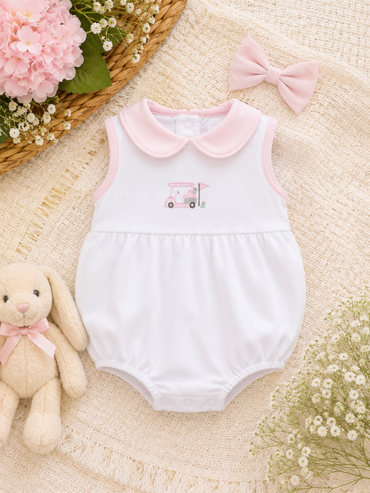 Little Golfer Collared Bubble - Pink