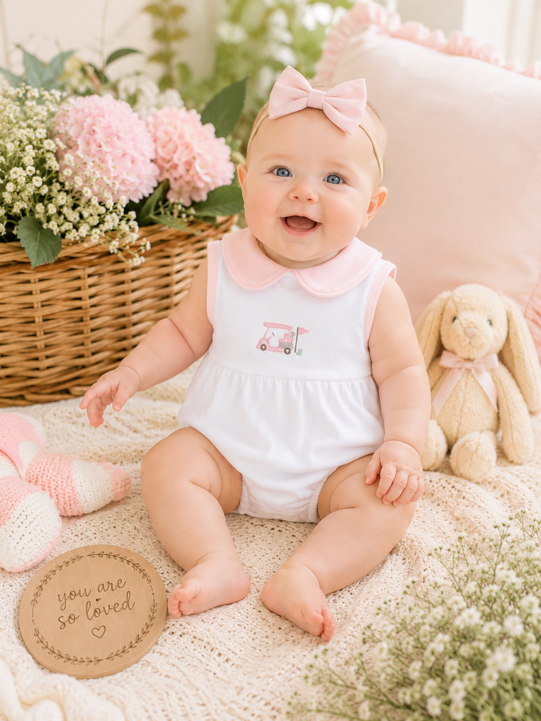 Little Golfer Collared Bubble - Pink