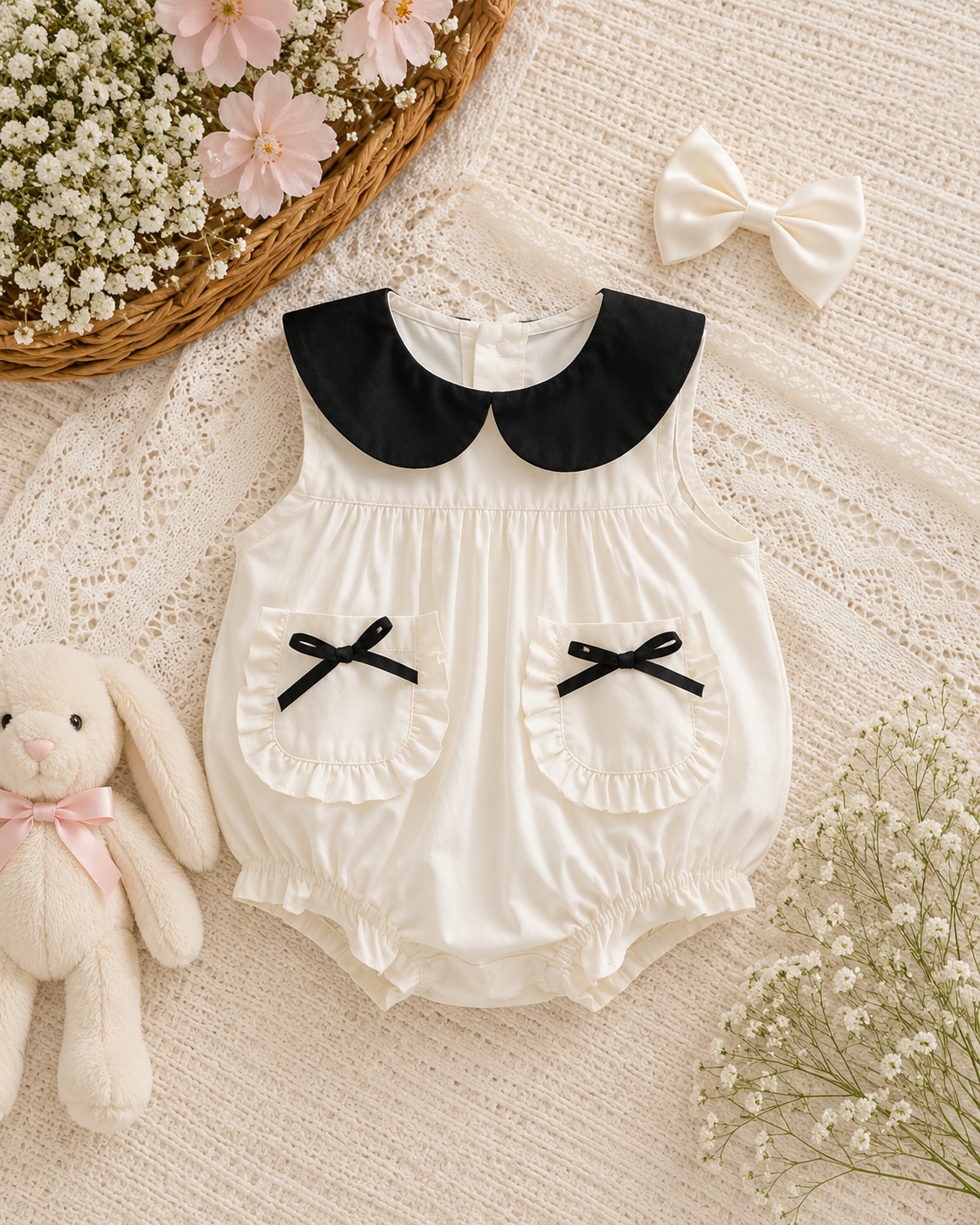 Sweet Baby Girls Romper and Matching Headband
