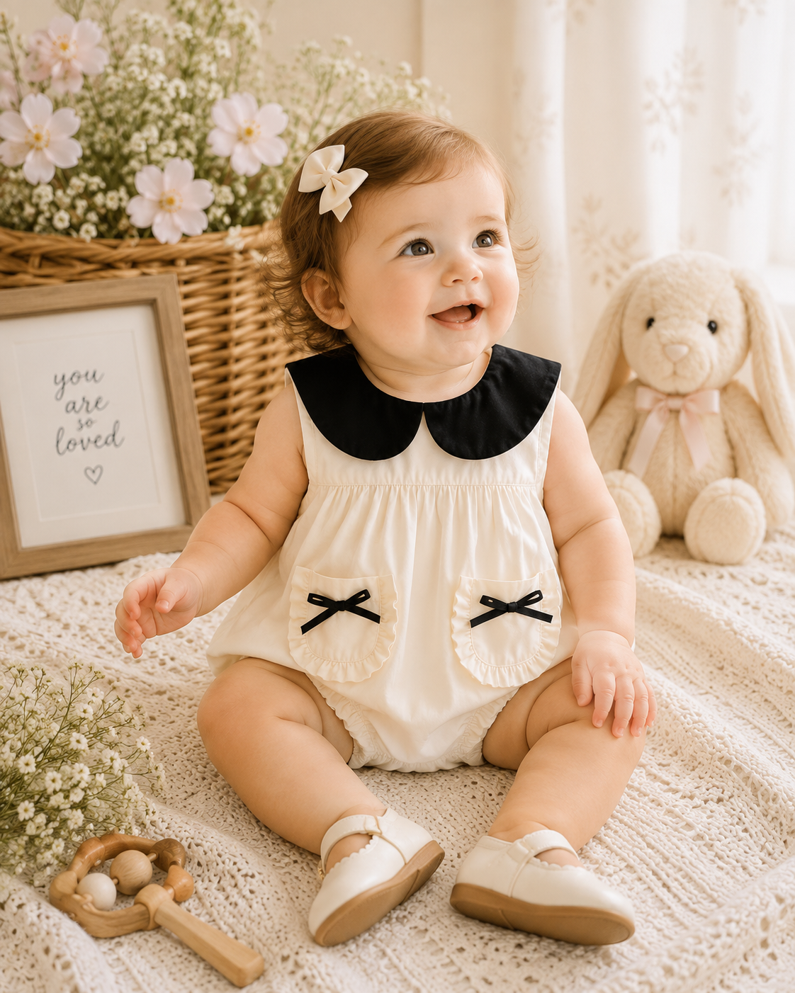 Sweet Baby Girls Romper and Matching Headband