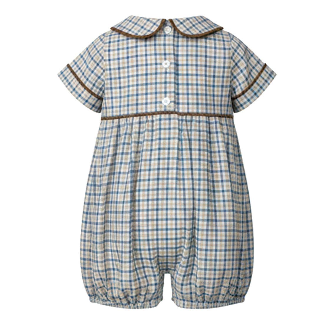 Blue/Khaki Plaid Boy's Romper