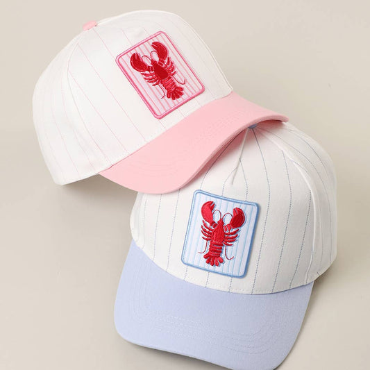 Crawfish Embroidered Patch Seersucker Brim Trucker Hat